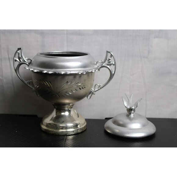 Vintage Silver Sugar Bowl With Lid And Unique Designs - Picture 7 of 9